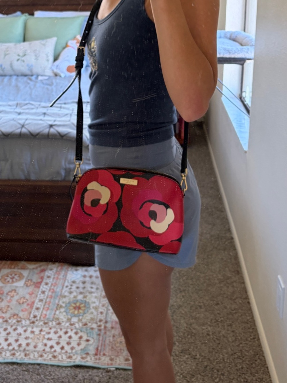kate spade Red and Pink Floral Dome Crossbody